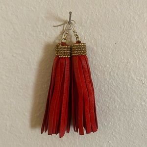 Cherry Red Tassel Earrings